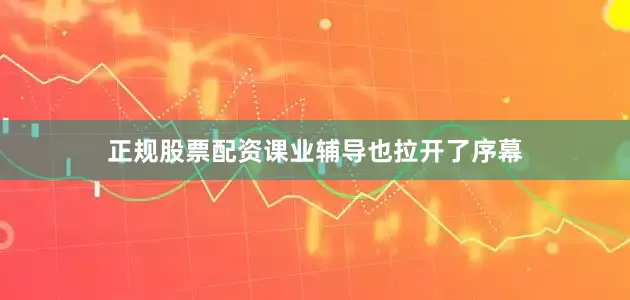 正规股票配资课业辅导也拉开了序幕